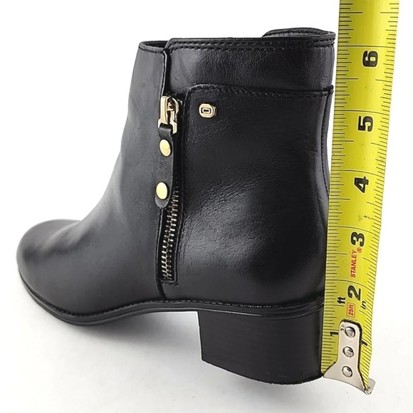 Bandolino Carrington Black Leather Ankle Boots Block Heel Gold Accents Size 6.5M - Picture 15 of 16